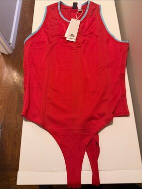 adidas Red Tank-Style Women’s One-Piece Bodysuit, Size Large